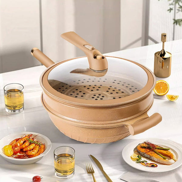 🎊Christmas Pre-sale - 50% Off🎊Non-Stick Clay Wok With Steamer Basket